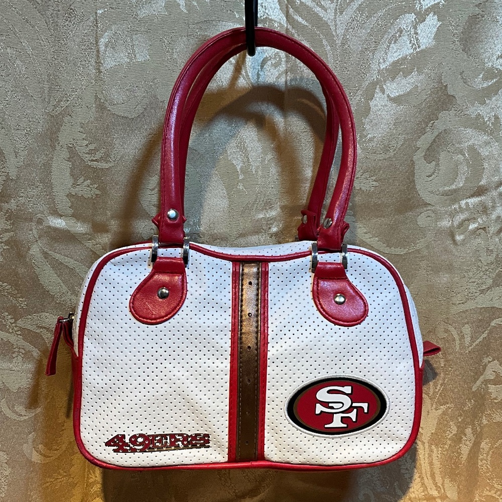 NFL San Francisco 49ers white nylon & leather purse.   15-H8Bb
